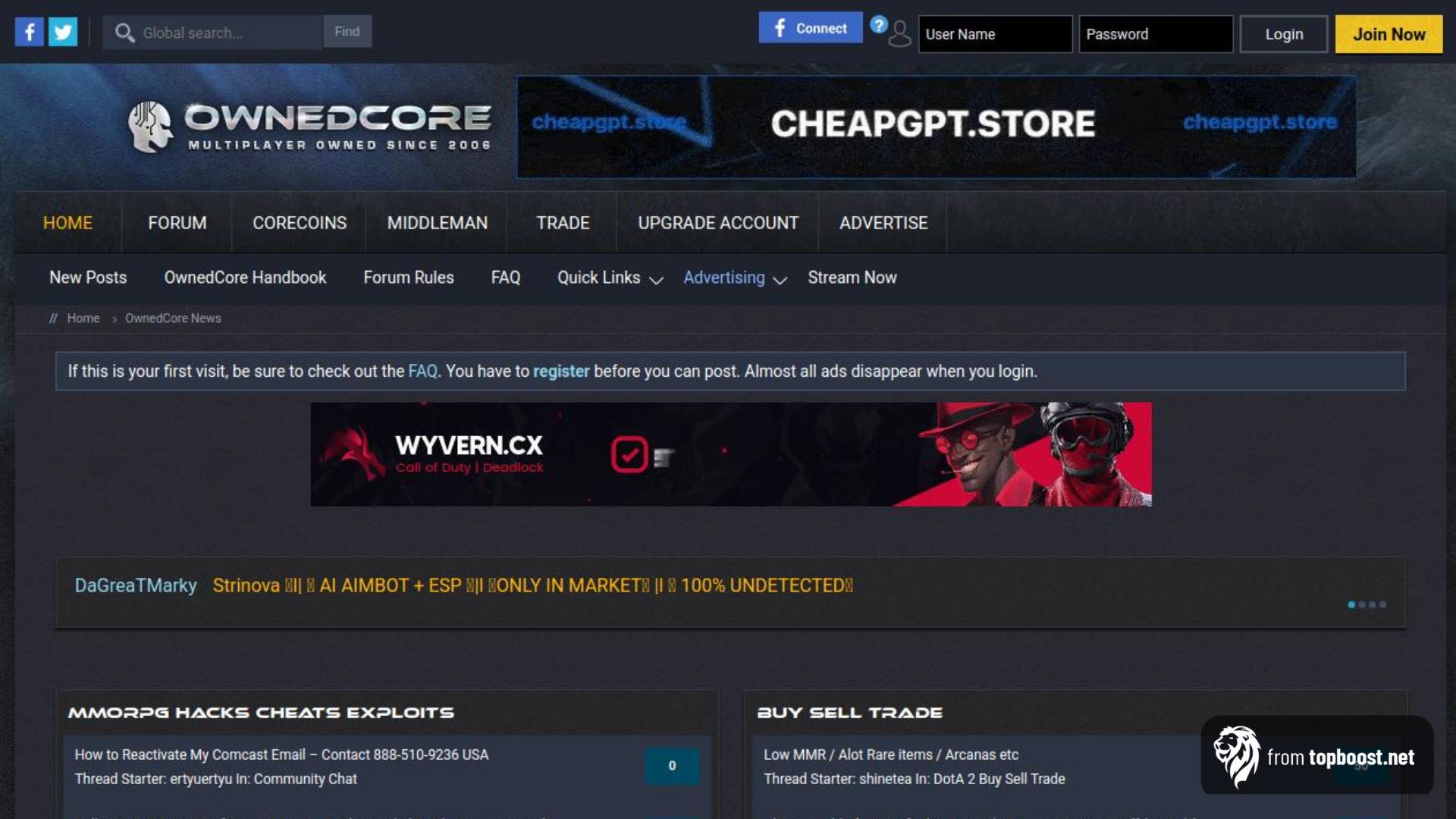 OwnedCore Elo Boost forum screenshot