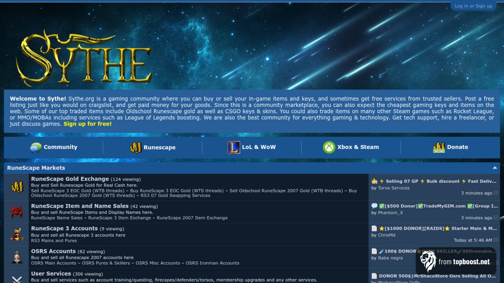 Sythe Elo Boost forum screenshot